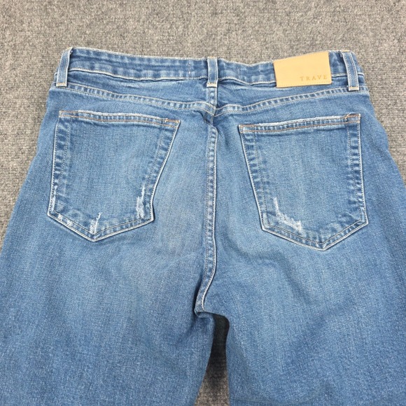 Trave Colette Jeans Womens 31 Blue Denim Kick Flare Cropped Frayed Hem - Picture 9 of 9